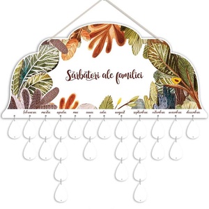 Calendar perpetuu cu frunze, Accesorii locuință, Accesorii pentru decorat casa, Decorațiuni de pereți, decorațiuni suspendate, Calendar perete, Gravare, pirogravură, Pictură, ARTYNOS