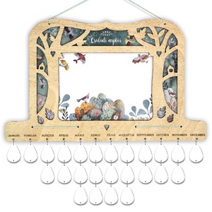 Calendar perpetuu cu ramuri, Casă & Stil de viață, Accesorii pentru decorat casa, Decorațiuni de pereți, decorațiuni suspendate, Calendar perete, Gravare, pirogravură, Pictură, ARTYNOS