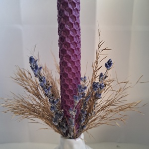 Decoratiune din ceramica cu lumanare si lavanda - accesorii de crăciun - decorațiuni de crăciun de casă - aranjarea mesei festive - Artynos.ro