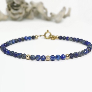 Bratara lapis lazuli si aur filat de 14k / gold filled - bijuterii - brățări - brățară cu mărgele - Artynos.ro