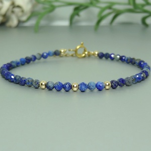 Bratara lapis lazuli si aur filat de 14k / gold filled - bijuterii - brățări - brățară cu mărgele - Artynos.ro