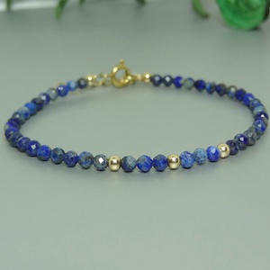 Bratara lapis lazuli si aur filat de 14k / gold filled - bijuterii - brățări - brățară cu mărgele - Artynos.ro