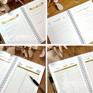 Agenda de organizare nunta KataLine, Wedding Planner, 80 pagini, 216 x 159 mm - accesorii nuntă - amintiri și cadouri de nuntă - carte de amintiri nuntă și carte oaspeți - Artynos.ro