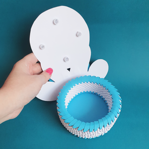 Cutie 3D origami cățel Cinnamoroll cu fundiță Sanrio - accesorii locuință - accesorii pentru decorat casa - decorațiuni de masă și decorațiuni pentru rafturi  - cutii decor, cutii de suveniruri - Artynos.ro