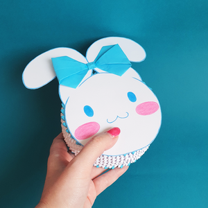 Cutie 3D origami cățel Cinnamoroll cu fundiță Sanrio - accesorii locuință - accesorii pentru decorat casa - decorațiuni de masă și decorațiuni pentru rafturi  - cutii decor, cutii de suveniruri - Artynos.ro