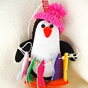 Pinguin din fetru ,decoratiune pentru pomul de Craciun ,jucarie handmade pentru copii ,cadou pentru zi de nastere. - accesorii de crăciun - decorațiuni de crăciun de casă - decorațiuni pentru pomul de crăciun - Artynos.ro