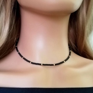 Choker finut negru cu auriu, Bijuterii, Coliere, Coliere cu mărgele, Altele, ARTYNOS