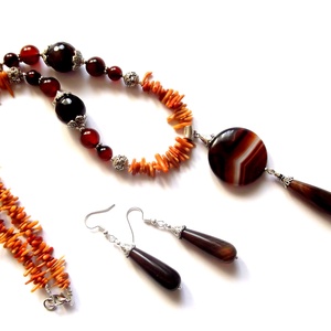 set agate si coral 42441 - bijuterii - seturi de bijuterii - Artynos.ro