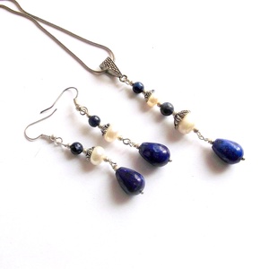 set lapis lazuli si perle naturale 38948 - Artynos.ro