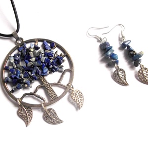 set colier si cercei arborele vietii cu lapis lazuli 38956 - bijuterii - seturi de bijuterii - Artynos.ro