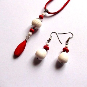 set coral alb si howlite rosu 33314, Bijuterii, Seturi de bijuterii, Confecționarea bijuteriilor, ARTYNOS