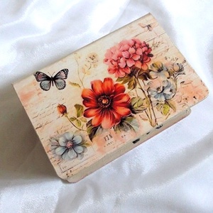 Cutie din lemn tip carte cu flori 46886, Accessorii și unelte, Lemn, Cutie, Decoupage, transfer și tehnici șervețel, ARTYNOS