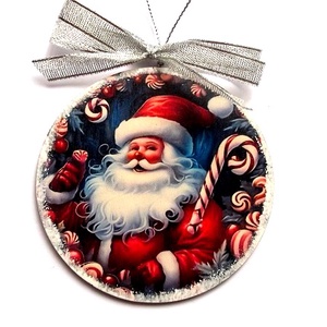 glob pe lemn cu mos craciun 47224, Accesorii de Crăciun, Decorațiuni de Crăciun de casă, Decorațiuni pentru pomul de Crăciun, Decoupage, transfer și tehnici șervețel, ARTYNOS