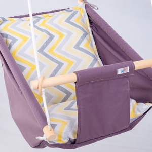 Leagăn Multifunctional Babyswing, Gri galben zig-zag - jucării și echipamente pentru copii - leagăne pentru bebeluși și copii - Artynos.ro