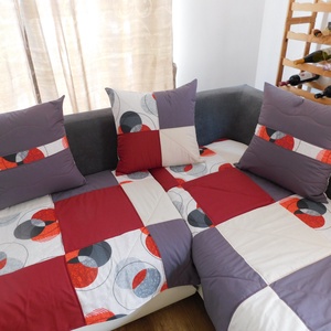 Set Huse Coltar bordo/gri - casă & stil de viață - textile de casă - cuvertură de pat - Artynos.ro