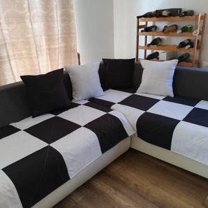 Set Huse Coltar Model Sah Alb Negru - casă & stil de viață - textile de casă - cuvertură de pat - Artynos.ro