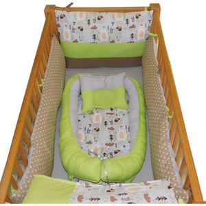 Set Baby Nest Animalute Din Padure, Verde Gri - casă & stil de viață - echipament pentru camera copiilor - cuib pentru copii - Artynos.ro