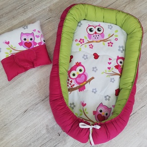 Baby Nest Si Pernuta, Bufnita Roz Cu Verde - casă & stil de viață - echipament pentru camera copiilor - cuib pentru copii - Artynos.ro