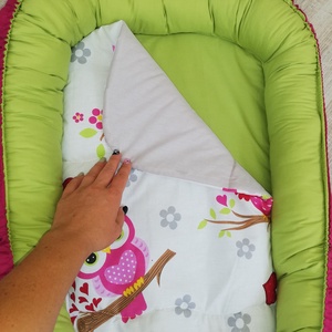 Baby Nest Si Pernuta, Bufnita Roz Cu Verde - casă & stil de viață - echipament pentru camera copiilor - cuib pentru copii - Artynos.ro