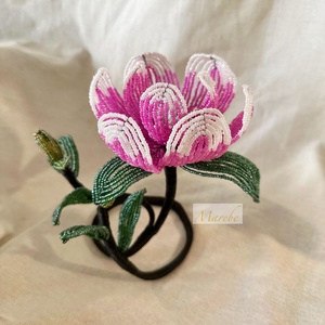 Aranjament floral unic-Magnolie realizata manual din mărgele de nisip, Casă & Stil de viață, Accesorii pentru decorat casa, Suport de flori, Buchete de flori, Aranjament de flori, Împletituri, broderie cu mărgele, ARTYNOS