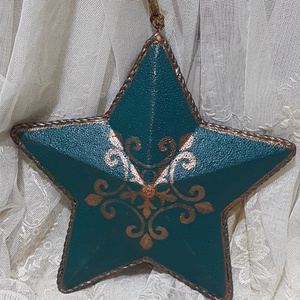 Decoratiune stea verde si bronz - accesorii de crăciun - decorațiuni de crăciun de casă - decorațiuni pentru casă de crăciun - Artynos.ro