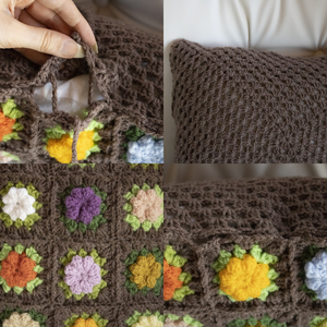 Fata de perna crosetata cu doua fete de 40x40cm.Una dintre fete este din granny squares, iar cealalta simpla. - casă & stil de viață - textile de casă - perne decorative, perne - Artynos.ro