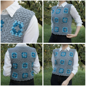 S - Vesta crosetata din lana virgina realizata din granny squares - îmbrăcăminte și modă - haine damă - tricou și top de damă - Artynos.ro