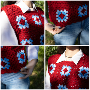 S - Vesta crosetata din fir acrilic certificat oeko tex din granny squares - îmbrăcăminte și modă - haine damă - tricou și top de damă - Artynos.ro