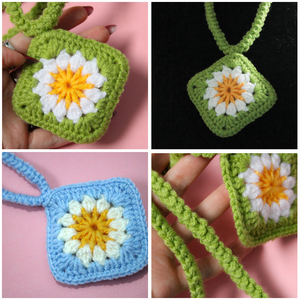 Colier crosetati din fir acrilic.Coliere facute din granny squares (patratul bunicii) - bijuterii - coliere - coliere lungi - Artynos.ro