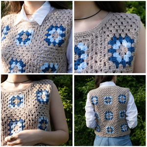 S/M/L/XL - Vesta crosetata din fir acrilic certificat oeko tex din granny squares - îmbrăcăminte și modă - haine damă - tricou și top de damă - Artynos.ro