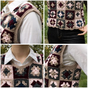 S - Vesta crosetata din fir acrilic realizata din granny squares - îmbrăcăminte și modă - haine damă - tricou și top de damă - Artynos.ro