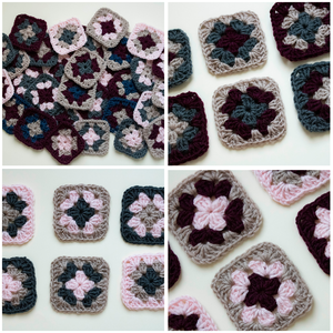 Granny squares (Patratul bunicii) crosetate in mai multe combinatii de culori - accessorii și unelte - accesorii decorative - alte accesorii - Artynos.ro