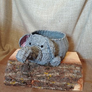 Hârtie țesute coș de depozitare elefant, Casă & Stil de viață, Materiale de depozitare și sortare, Cutie depozitare, Împletirea coșurilor nuiele, Produse fabricate din materiale reciclate, ARTYNOS