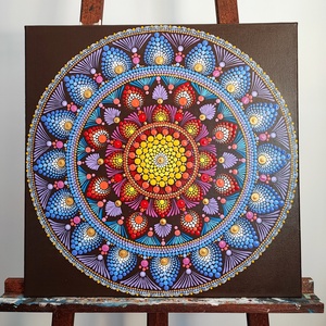 Tablou pictat Mandala, Accesorii locuință, Accesorii pentru decorat casa, Picturi murale, Tablouri/picturi pe pânză, Pictură, ARTYNOS