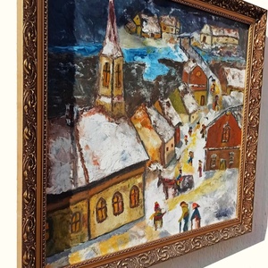 Iarna in Transilvania Pictura rara de sevalet. 30% Discount - arte vizuale și accesorii  - picturi - pictură în ulei - Artynos.ro