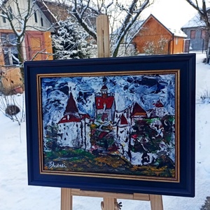 Castelul Bran , pictura cu certificat - arte vizuale și accesorii  - picturi - pictură în ulei - Artynos.ro