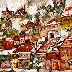 Sighisoara -pictura cu certificat - arte vizuale și accesorii  - picturi - pictură în ulei - Artynos.ro