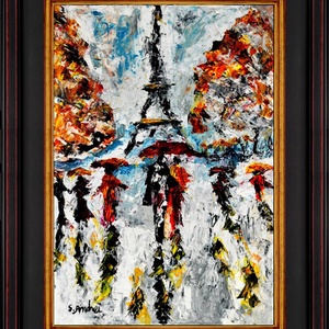 Îndrăgostiți în Paris-O pictură unicat de S. Andrei (Noktys) - arte vizuale și accesorii  - picturi - pictură în ulei - Artynos.ro