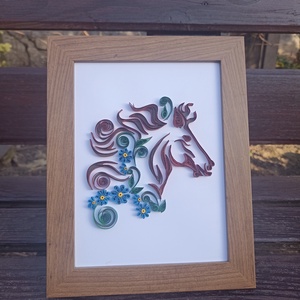 Tablou quilling - cal - casă & stil de viață - accesorii pentru decorat casa - decorațiuni de pereți, decorațiuni suspendate - decorațiuni suspendate - Artynos.ro