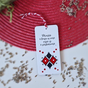 Minisemn de carte motiv traditional martisor pictat manual cu mesaj - bijuterii - mărțișor - Artynos.ro