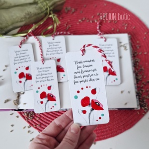 Minisemn de carte maci martisor pictat manual cu mesaj handmade, Bijuterii, Mărțișor, Obiecte pictate, Pictură, ARTYNOS