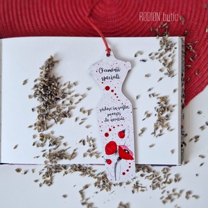 Semn de carte silueta maci martisor pictat manual cu mesaj handmade, Bijuterii, Mărțișor, Obiecte pictate, Pictură, ARTYNOS