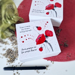 Cutie din lemn bijuterii maci pictata manual personalizata cu mesaj, Bijuterii, Suporturi bijuterii și cutie bijuterii, Cutii de bijuterii, Obiecte pictate, Pictură, ARTYNOS