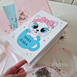 Cutie din lemn bijuterii pisicuta pictata manual personalizata cu mesaj - bijuterii - suporturi bijuterii și cutie bijuterii - cutii de bijuterii - Artynos.ro