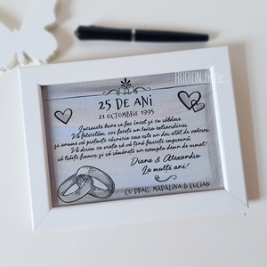 Placheta nunta de argint pictata manual personalizata cu nume si data - casă & stil de viață - accesorii pentru decorat casa - picturi murale - panouri și tablouri, panouri decorative - Artynos.ro