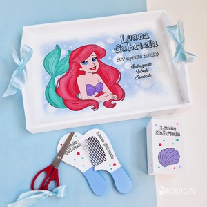 Set prima aniversare fetita Mica Sirena Ariel tava mot personalizata pictata manual - Artynos.ro