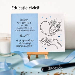 Placheta cadru didactic EDUCATIE CIVICA personalizata cu mesaj lucrata manual - Artynos.ro