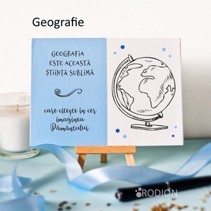 Placheta cadru didactic GEOGRAFIE personalizata cu mesaj lucrata manual - casă & stil de viață - accesorii pentru decorat casa - picturi murale - panouri și tablouri, panouri decorative - Artynos.ro