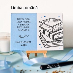 Placheta cadru didactic LIMBA ROMANA personalizata cu mesaj lucrata manual, Accesorii locuință, Accesorii pentru decorat casa, Picturi murale, Panouri și tablouri, panouri decorative, Obiecte pictate, Pictură, ARTYNOS