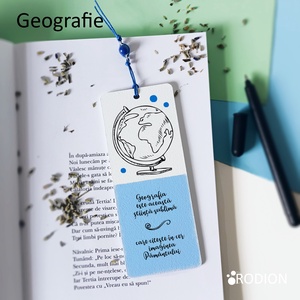 Semn de carte GEOGRAFIE cadru didactic personalizat cu mesaj lucrat manual, Cărți și creații cu tematică muzicală, cadouri, Semn de carte, Obiecte pictate, Pictură, ARTYNOS